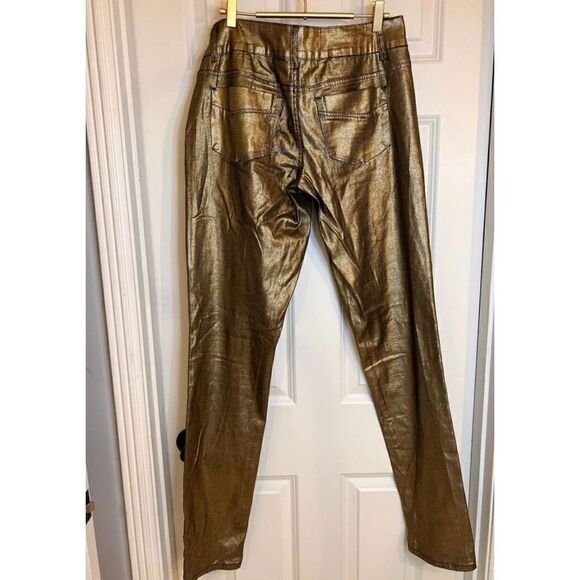 Revolt Youth Juniors Size 13 Gold Metallic Button Fly Pants Stretch - Picture 3 of 9